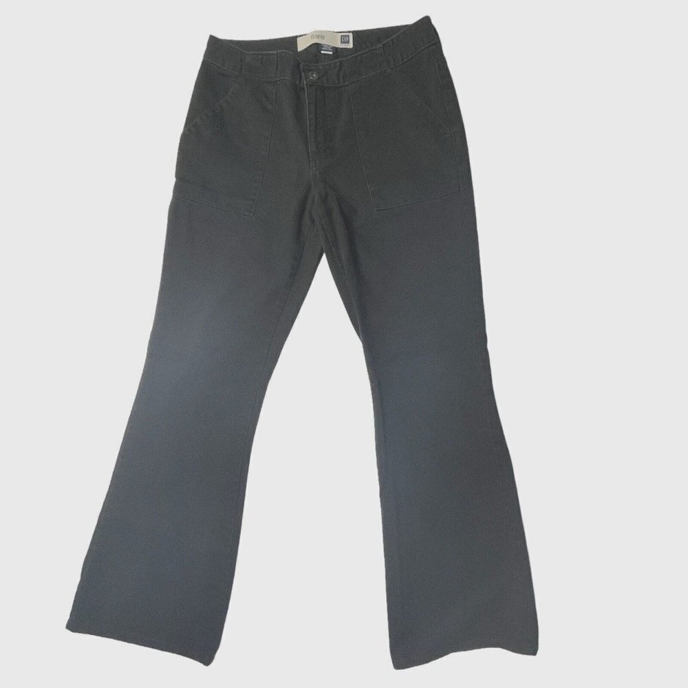GAP Flare Black Twill Pants Women's Size 4 Regular Mid-Rise 70's Style Retro EUC